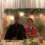 新郎新婦は琉装で披露宴